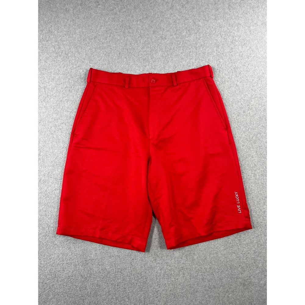 Black Clover Live Lucky Golf Short Mens 34 Red Performance 10" Inseam Chino